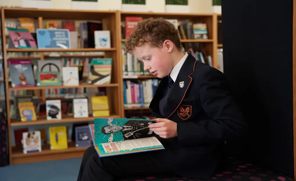 Young boy reading